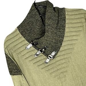 Lcr Black Edition Sweater Mens XX-Large Green Buckle Shawl Collar Classic Preppy